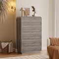 Tall Dresser for Bedroom with 5 Drawers, Fluted Chest of Drawers with Round by BORNOON