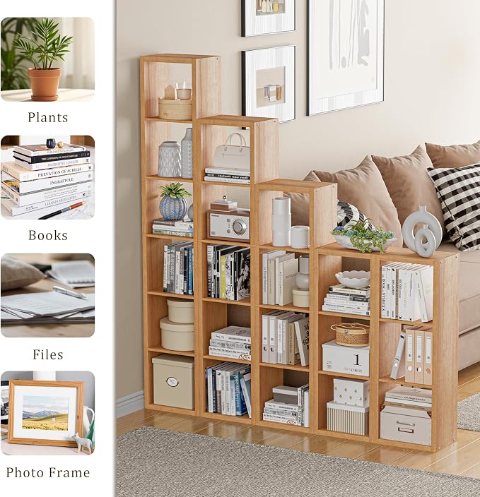Cube Storage Organizer Bookcase, Small 4 Tier 11 inch Open Back Cubical Shelf - Image 7