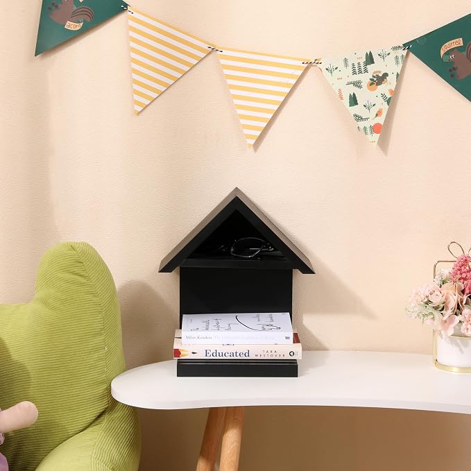 Wall Mounted Wood Bookcase, Small Bedside Bookshelf, Wooden Triangle Nightstand - Image 5