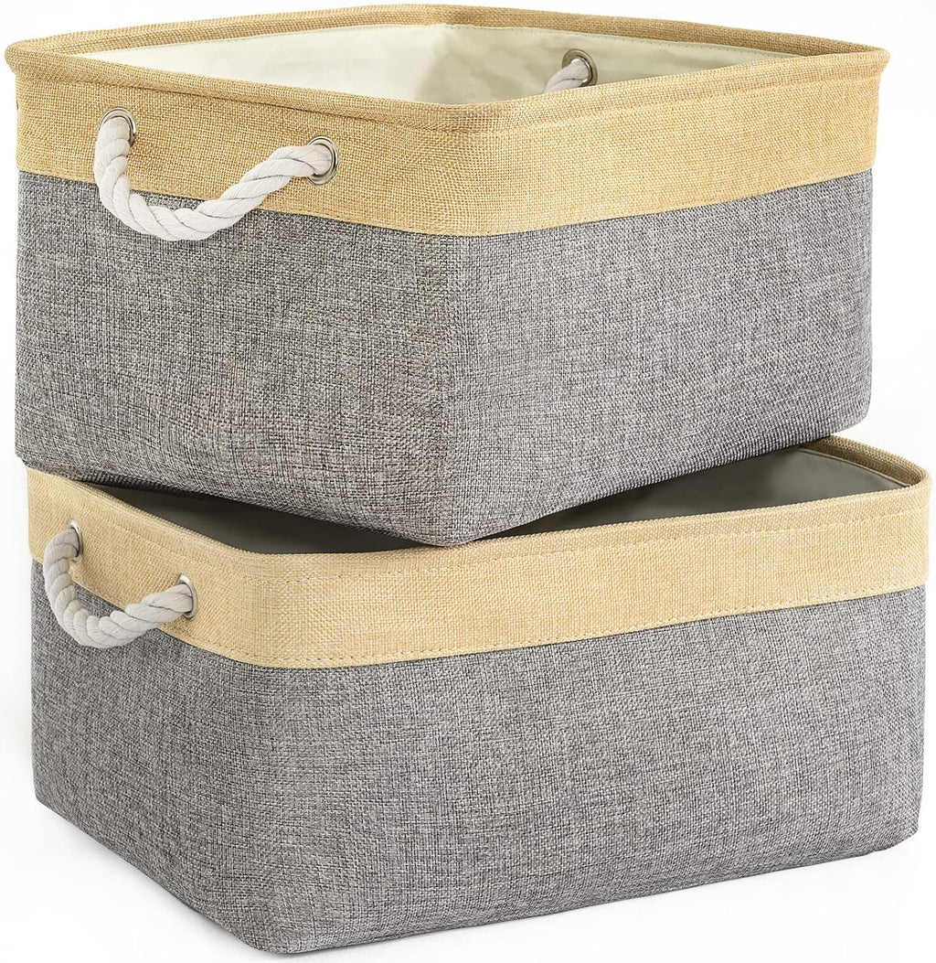 Storage Basket for Organizing - 3 Pack 14x10x7 inch Large Collapsible