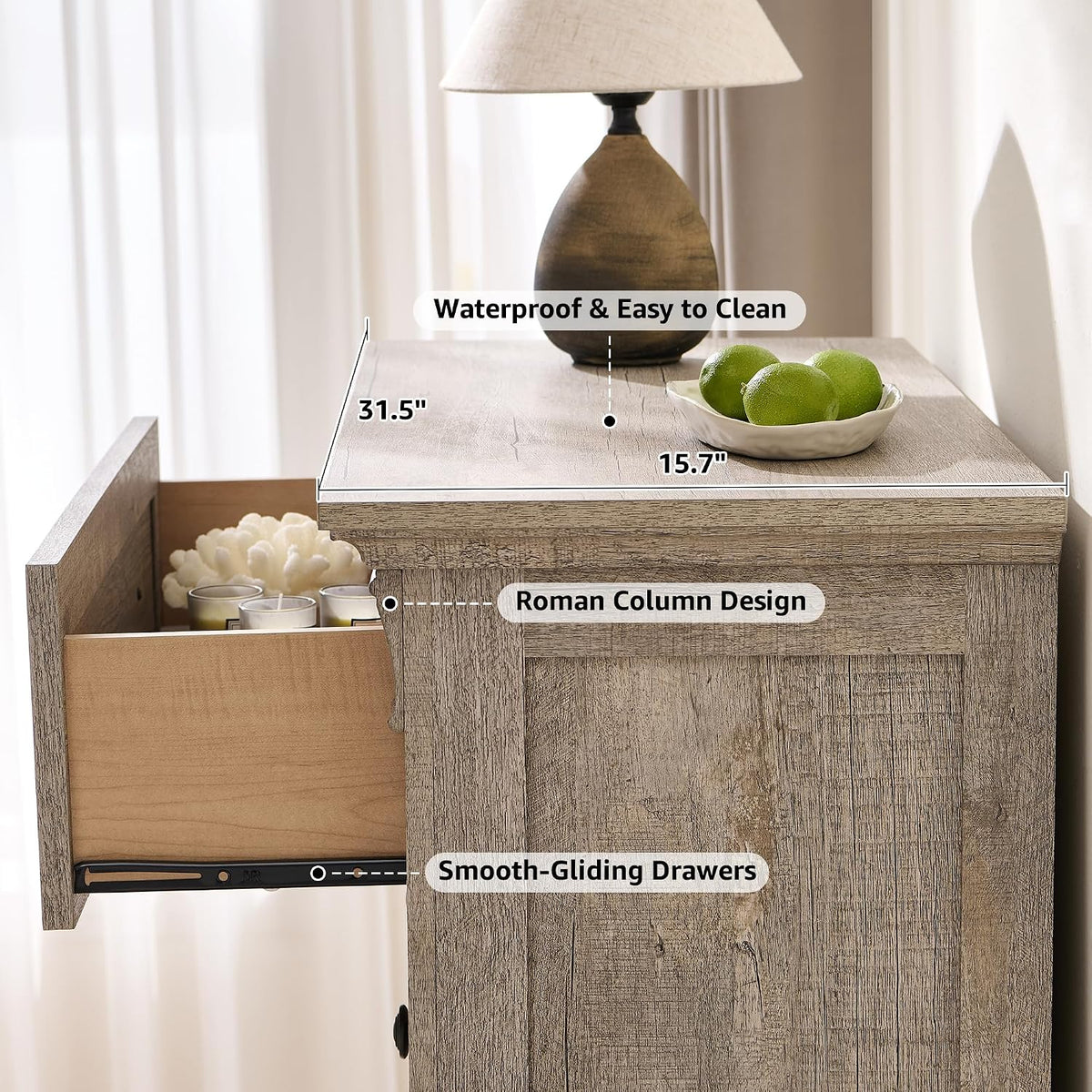 T4TREAM Farmhouse 5 Tall Drawers Dresser for Bedroom 47"H Chests of