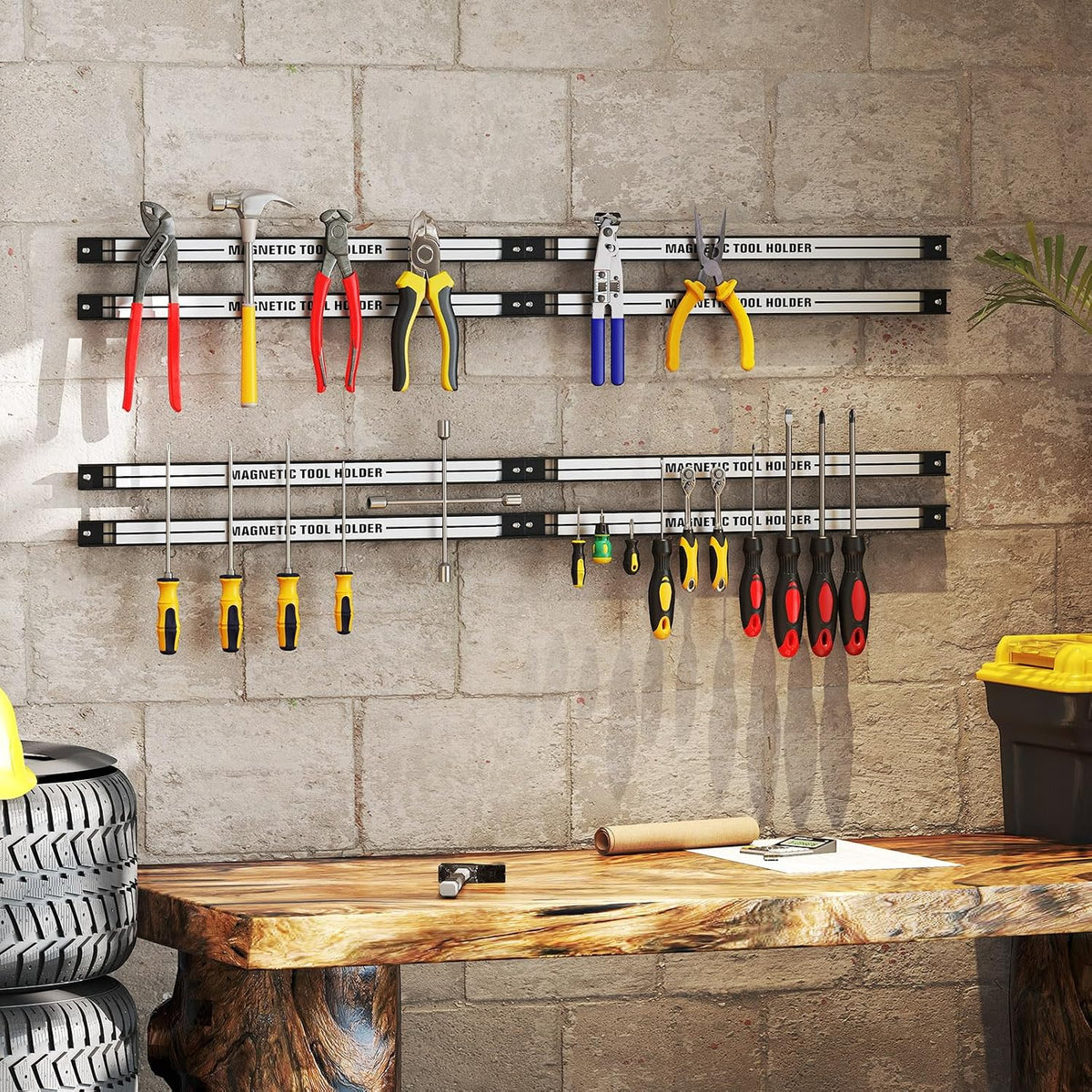 18" Magnetic Tool Holder Strip, 6 Pack Magnet Bar with Mounting
