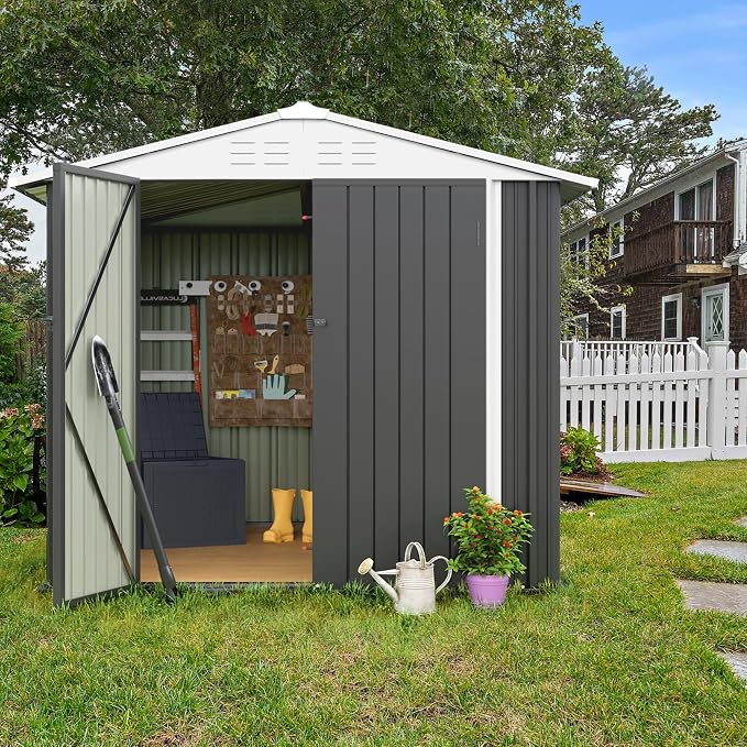 Flamaker 6x8 FT Storage Shed Waterproof Metal Garden Shed - Image 6