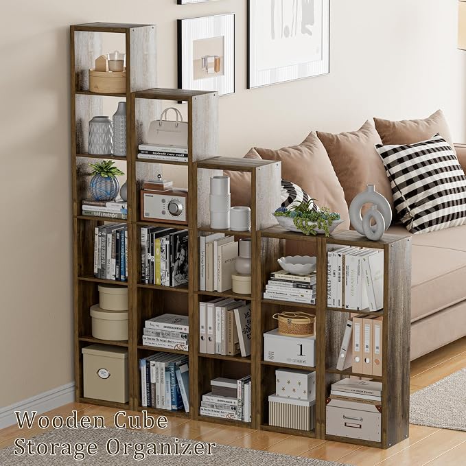 Cube Storage Organizer Bookcase, 3 Tier Decorative 11 inch Open Back Cubical - Image 5