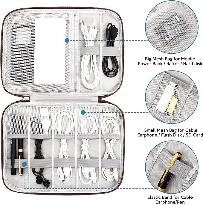 SELLYFELLY Electronics Organizer Travel Cord Organizer Case Compact Electronics - Image 3
