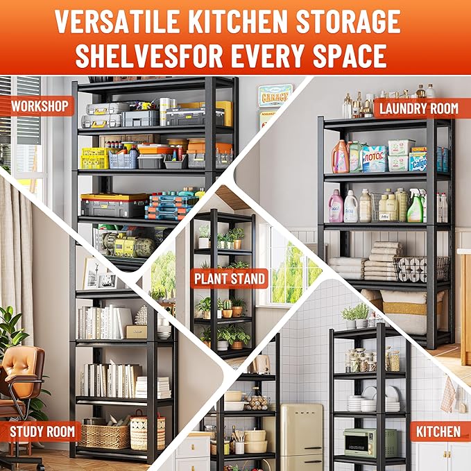 Metal Garage Shelving Unit, Heavy Duty 2-Tier Adjustable Storage Rack, 1200 lbs - Image 7