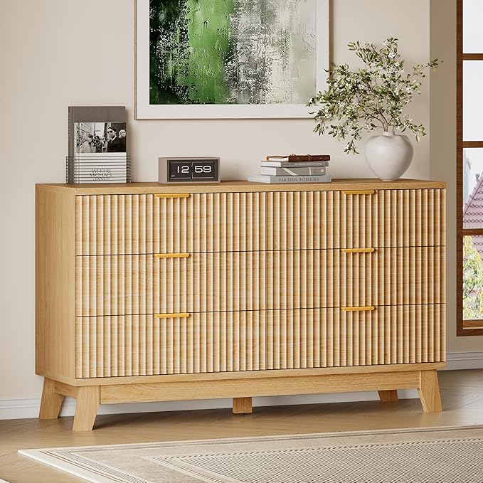 53" Long Dresser for Bedroom, 6-Drawer Dresser by BORNOON