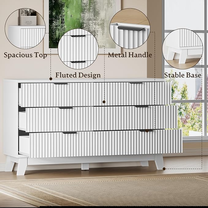 53" Long Dresser for Bedroom, 6-Drawer Dresser - Image 6
