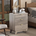 Grey Night Stand with 3 Drawers, Bedside Table & End Table, Farmhouse Night by WODEER