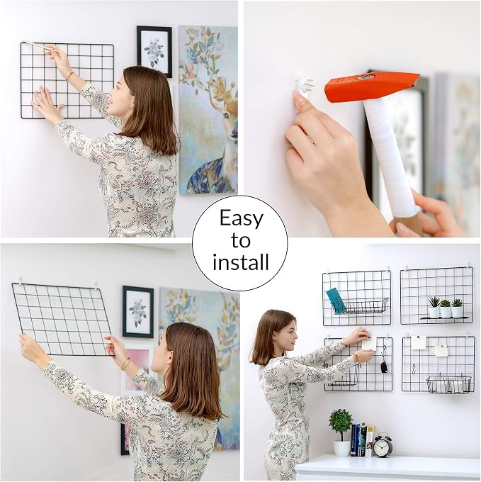 ODOXIA 1-Pack Wire Wall Grid Panel | Photo Grid Wall Decor | Metal Grid Board - Image 3
