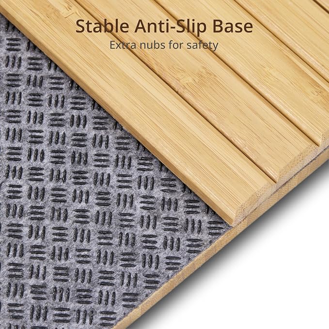 DETOR Sofa Arm Tray with Grained Cork Pad, Natural Bamboo Finish, Enhanced - Image 4