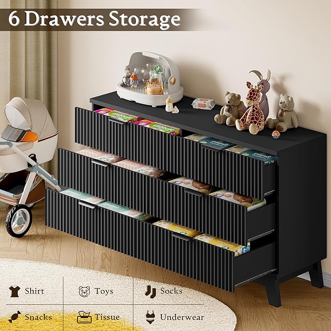 53" Long Dresser for Bedroom, 6-Drawer Dresser - Image 6