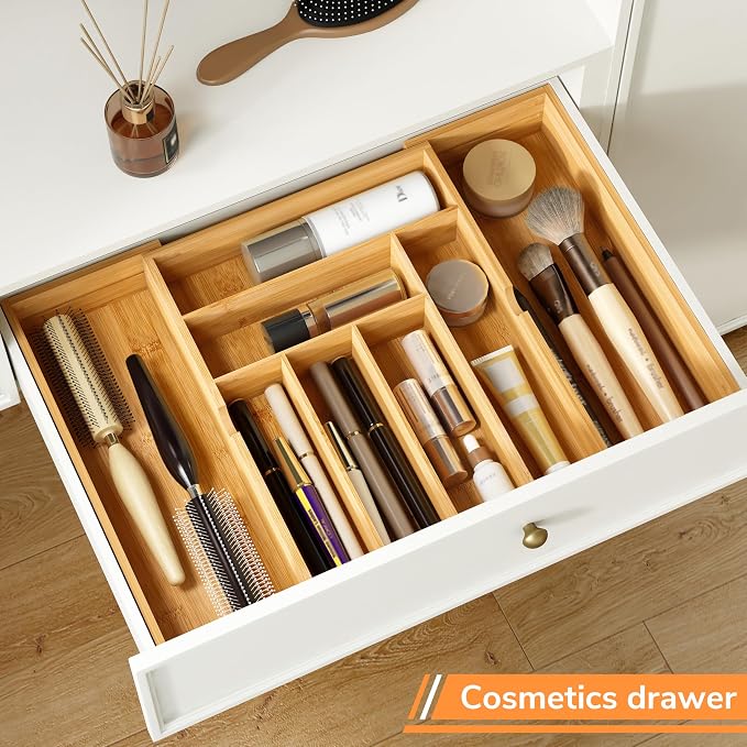 BAMEOS 3" Deepth Expandable Drawer Organizer, Deep Flatware Organizer, - Image 6