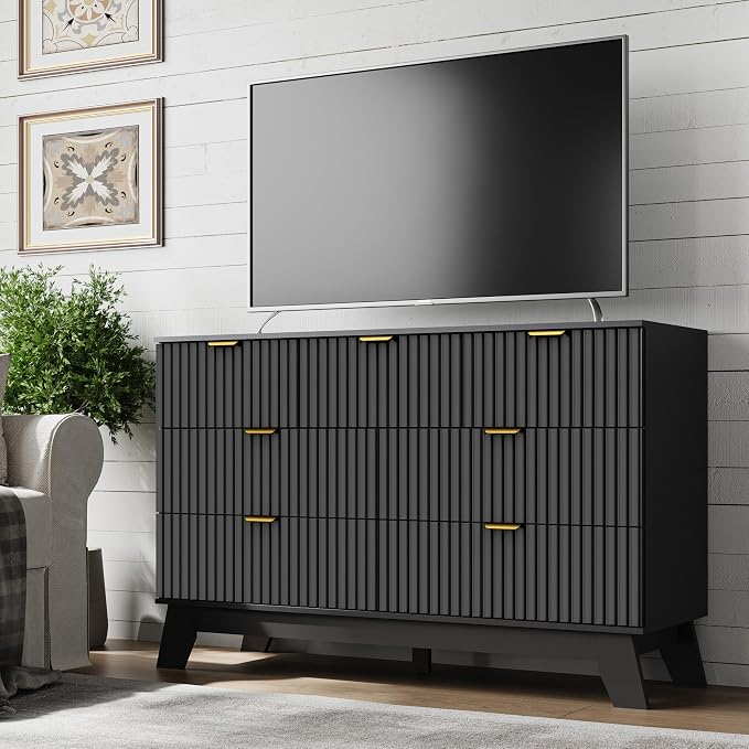 Fluted 7 Drawer Dresser, 47.2" Wide Modern Boho Chest of Drawers, Wooden - Image 5