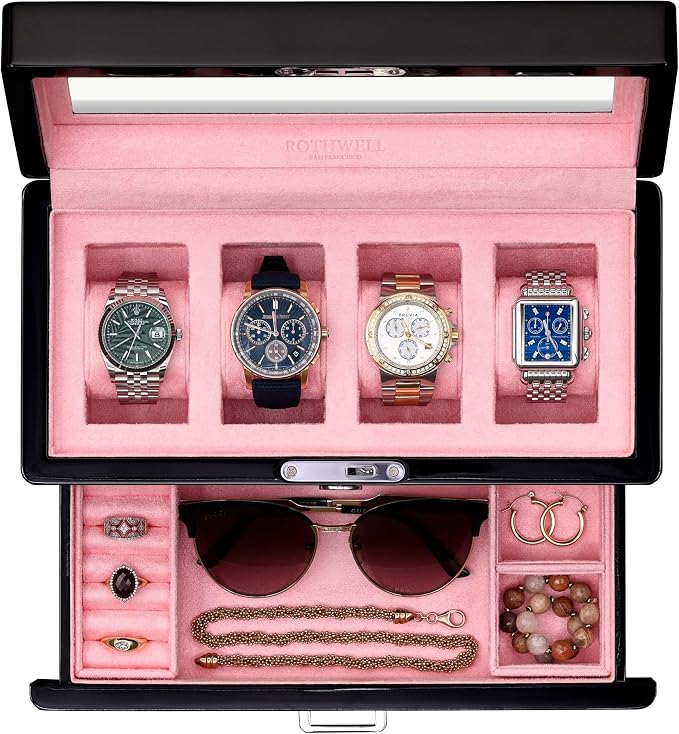 ROTHWELL 4-Slot Piano Black Watch Box by RothwellSanFrancisco