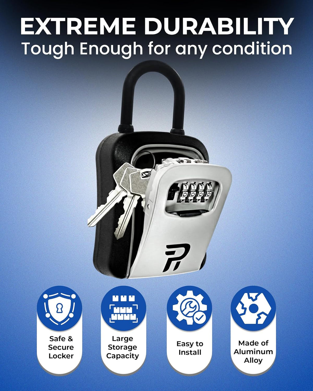 Key Lock Box for Outside – Large Outdoor Lockbox for Keys with Code