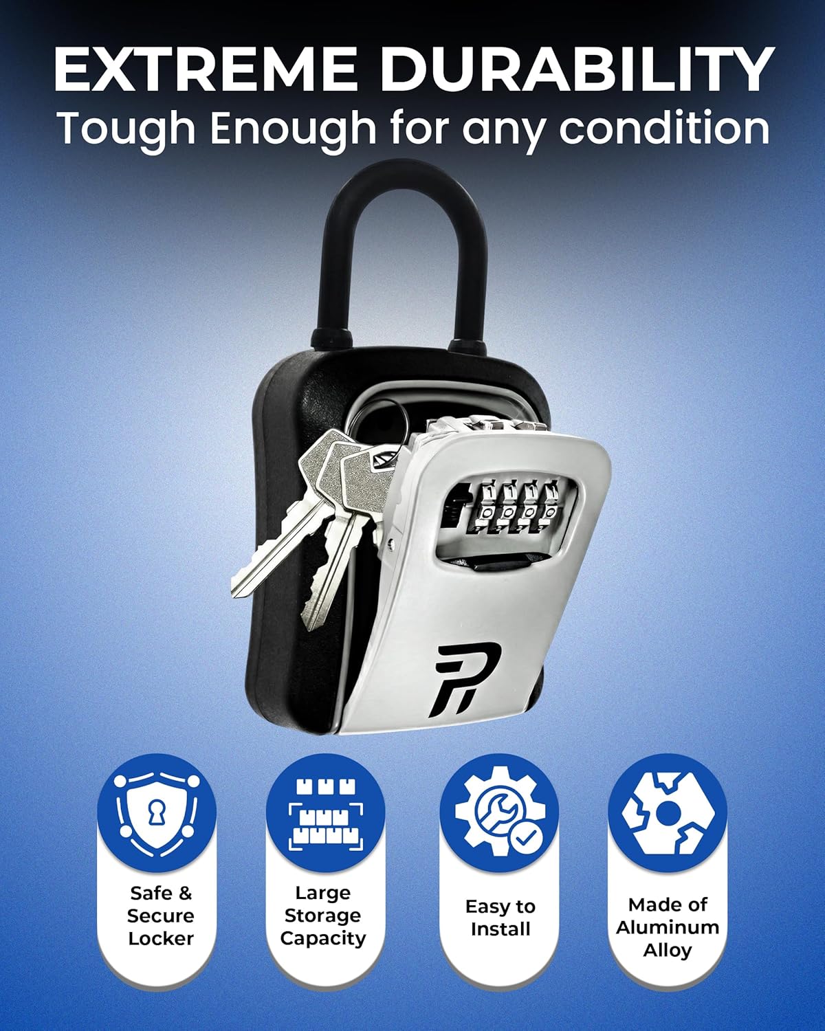 Key Lock Box for Outside – Large Outdoor Lockbox for Keys with Code