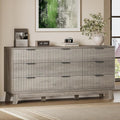 63" Long Dresser for Bedroom, 9-Drawer Fluted Dresser, Extra-Wide Wood Chest of by BORNOON