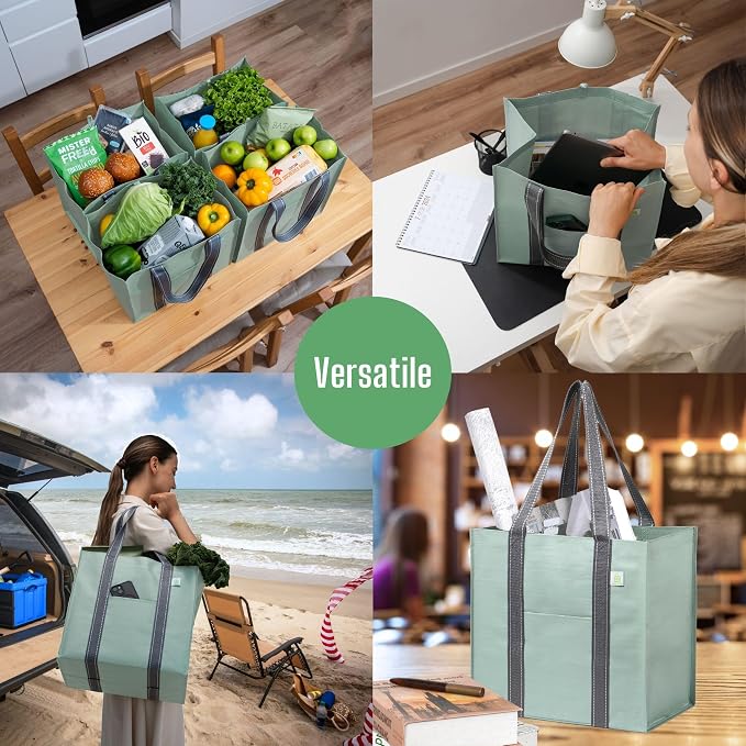 VENO 4 Pack Reusable Grocery Bags, Heavy-Duty Shopping Bags - Image 6