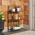SAFAVIEH Outdoor Collection Torus Victorian Scroll Antique Black 3-Tier Shelf by SAFAVIEH