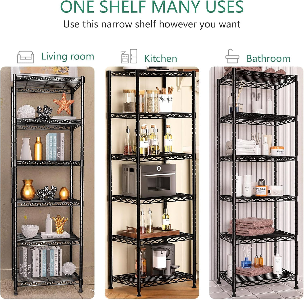 GIOTORENT 6-Tier Storage Shelves Standing Shelving Metal Units