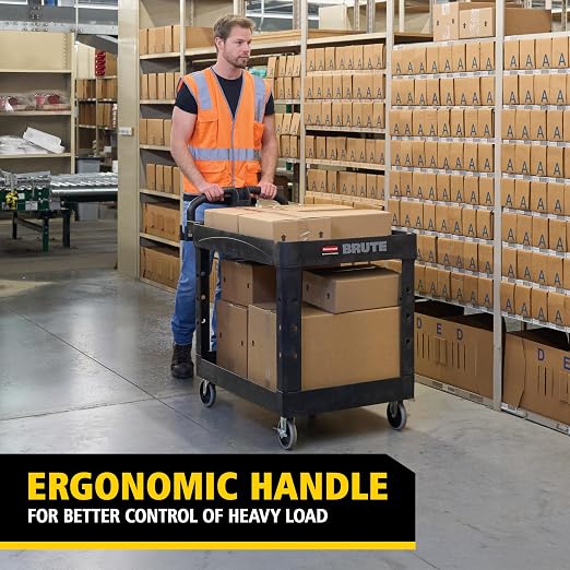 Rubbermaid Commercial Products BRUTE Heavy Duty 2-Shelf Utility/Service Cart - Image 2