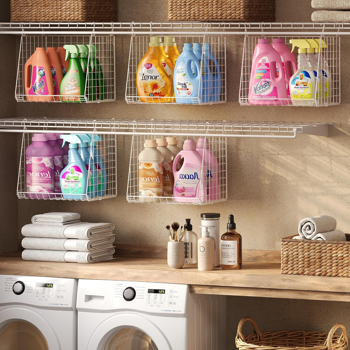 3-Pack Extra-Tall 13.6'' Hanging Laundry Basket Organizer, Foldable