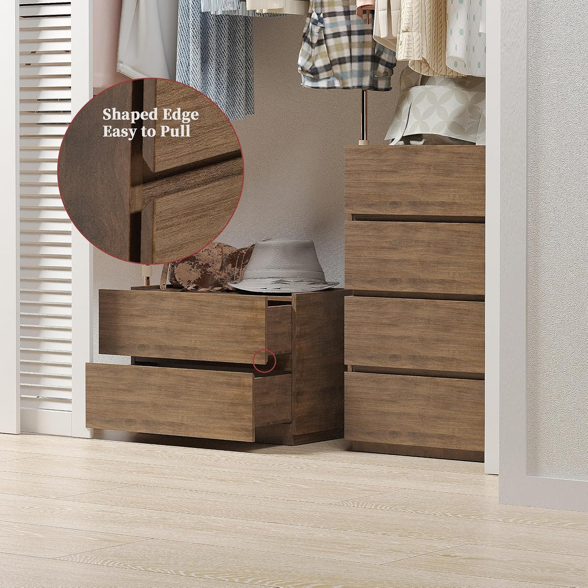 woodtalks Stackable 2 Drawer Dresser, Multi-Purpose Storage Closet