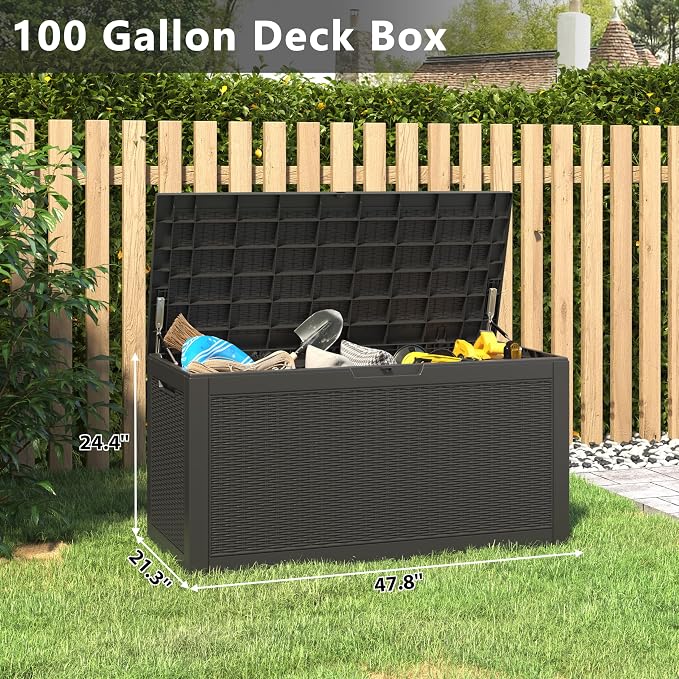 Outdoor Storage Box, Resin Deck Boxes Outdoor Waterproof - Image 2