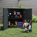 Outdoor Storage Cabinet with 2 Shelves, Waterproof Resin Horizontal Tool Shed by ZYJOYY