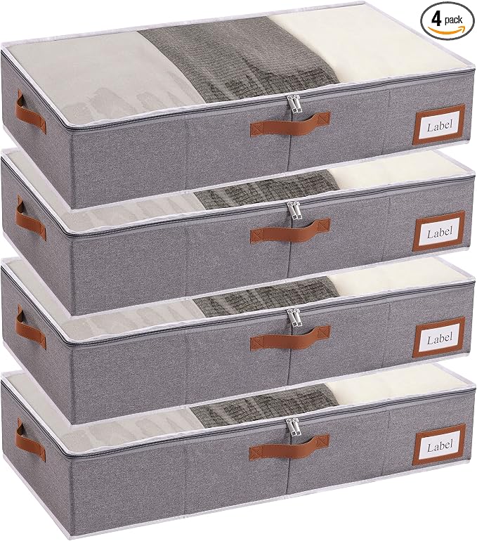 Yawinhe Under Bed Storage, 4 Pack Closet Organizers, Collapsible Container Bags by Yawinhe