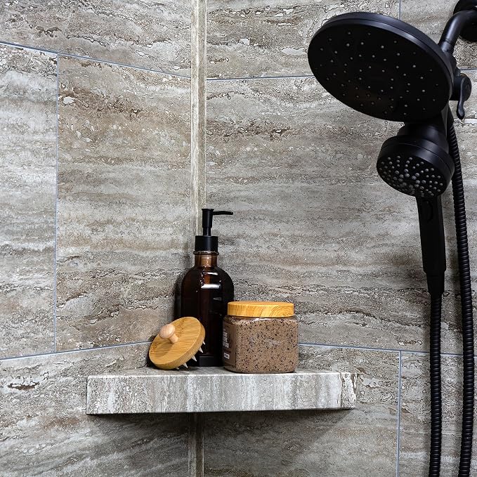 Palisade Vinyl Waterproof Corner Shower Shelf in Grecian Earth - Image 2
