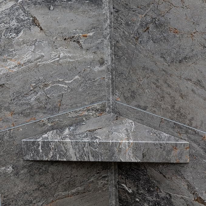 Palisade Vinyl Waterproof Corner Shower Shelf in Spanish Marble - Image 5
