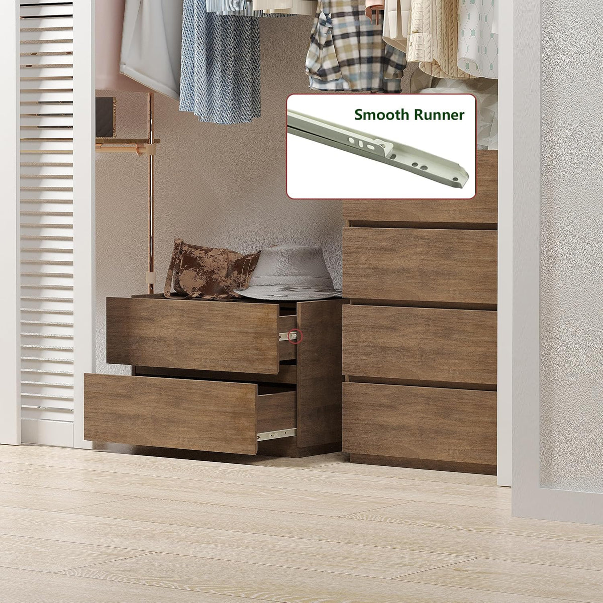 woodtalks Stackable 2 Drawer Dresser, Multi-Purpose Storage Closet